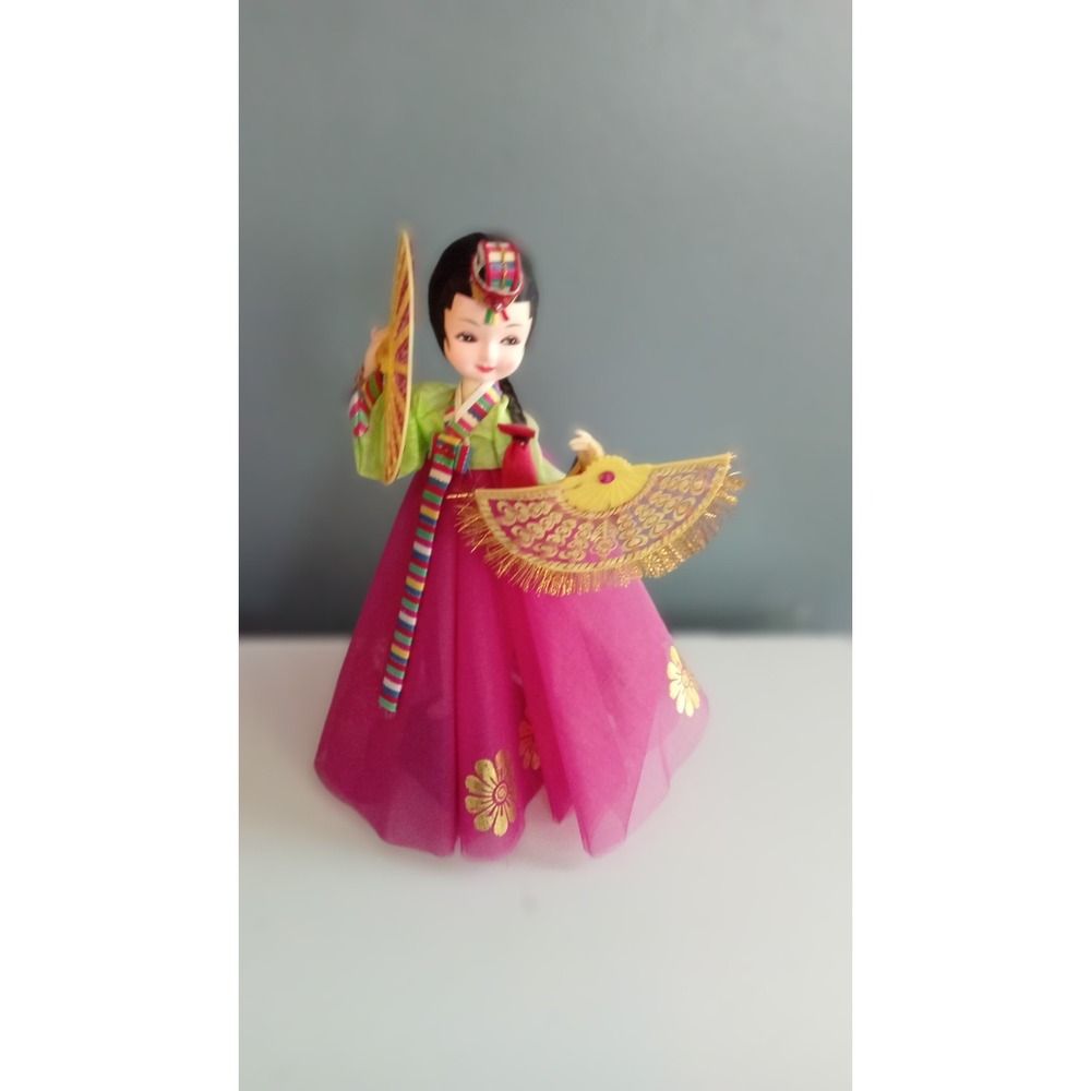 Korean Doll Hanbok Dress Collectible Souvenir Asian Folk Art Decor